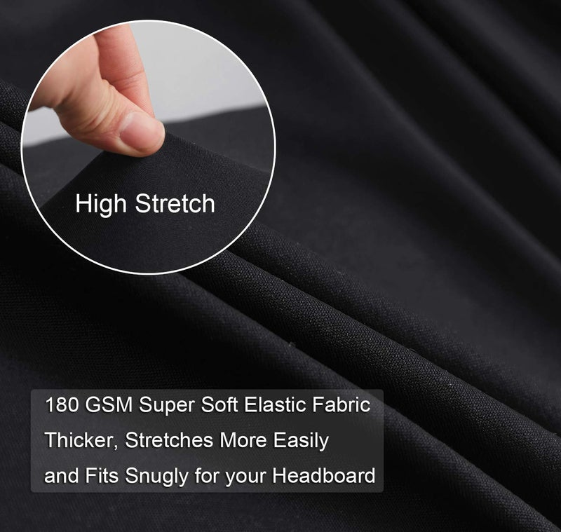 WOMACO Stretch Bed Headboard Slipcover 180 GSM Thick Fabric Solid Color Dustproof Bed Head Protector Cover for Bedroom DÃ©cor (Black, 59-67") - Image 5